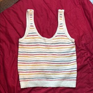 Madewell Blue and Orange Ribbed Crop Tank Top